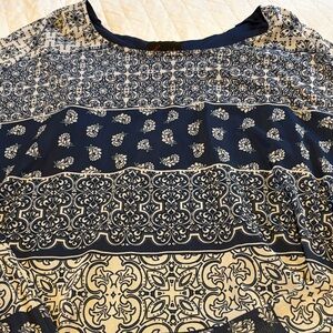 Navy and White Patterned Women's Blouse